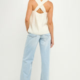 Loop Halter Neck with Cross Back Detail