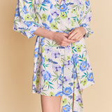 Floral Print Belted Collared Dress