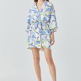 Floral Print Belted Collared Dress