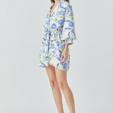 Floral Print Belted Collared Dress