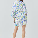 Floral Print Belted Collared Dress