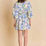 Floral Print Belted Collared Dress