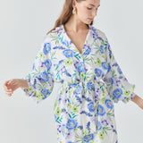Floral Print Belted Collared Dress