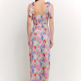 Cotton Floral Print Slit Maxi Skirt