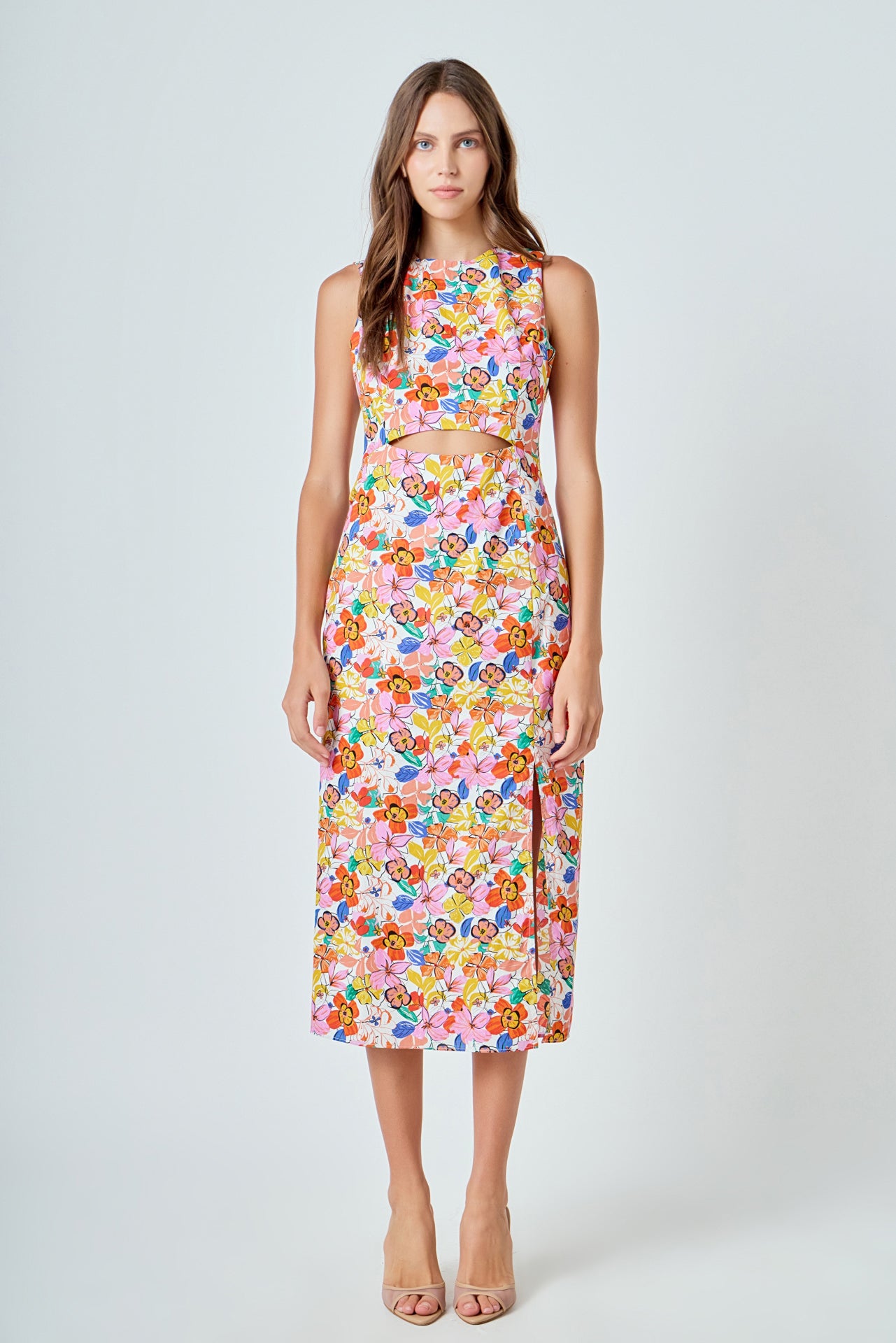 Endless Rose Women's Cotton Floral Print Cutout Dress
