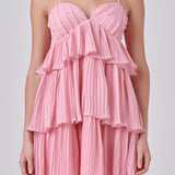 Chiffon Pleated Corset Mini Dress