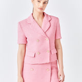 Tweed Double Breast Short Sleeve Blazer