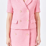 Tweed Double Breast Short Sleeve Blazer