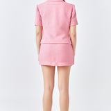 Tweed Double Breast Short Sleeve Blazer