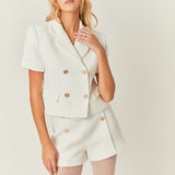 Tweed Double Breast Short Sleeve Blazer