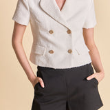 Tweed Double Breast Short Sleeve Blazer