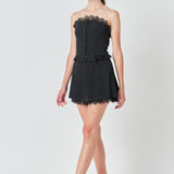 Peekaboo Lace Pleated Skort