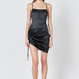Side Ruched Satin Dress
