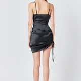 Side Ruched Satin Dress
