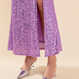Sequins Front Slit Midi Skirt