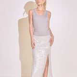 Sequins Front Slit Midi Skirt