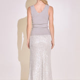 Sequins Front Slit Midi Skirt