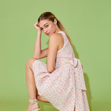 Floral Textured Bow Tie Mini Dress