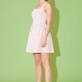 Floral Textured Bow Tie Mini Dress