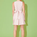 Floral Textured Bow Tie Mini Dress
