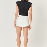 Mock Neck Padded Knit Top