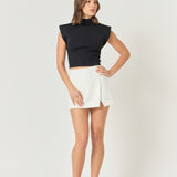 Mock Neck Padded Knit Top