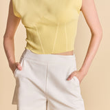 Mock Neck Padded Knit Top