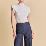 Mock Neck Padded Knit Top