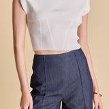 Mock Neck Padded Knit Top