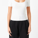 Ribbed Short Sleeve Top