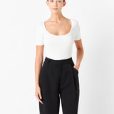 Ribbed Short Sleeve Top