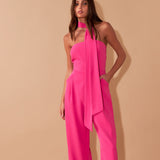 Front Tie Strapless Jumpsuit