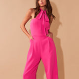 Front Tie Strapless Jumpsuit