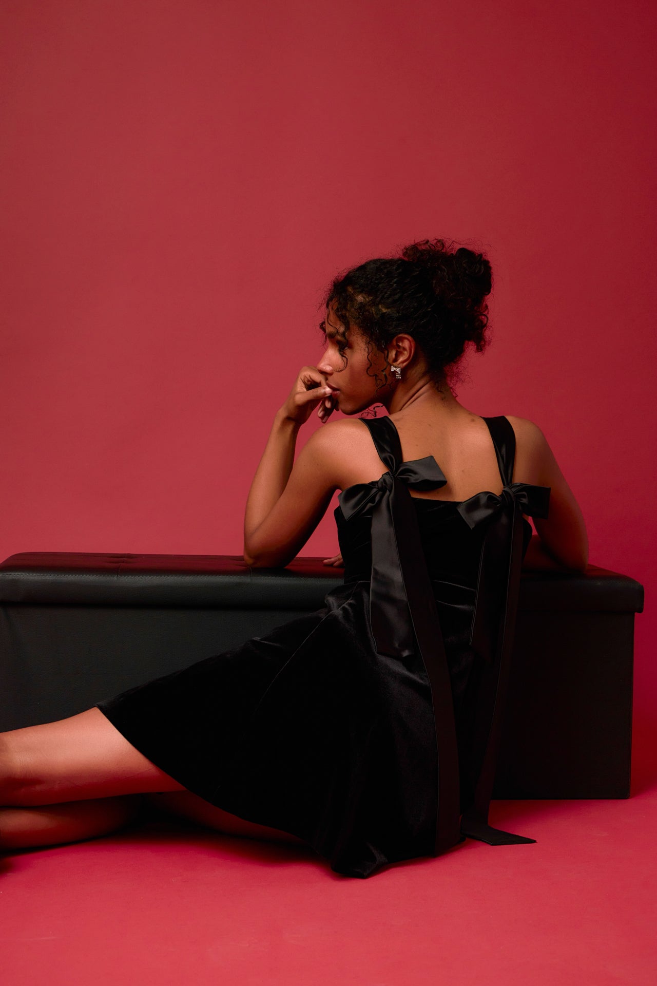 Satin Black Mini Dress - Endless Rose