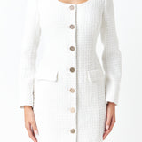 Scooped Neckline Tweed Dress