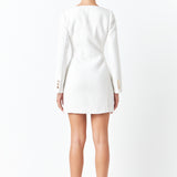 Scooped Neckline Tweed Dress