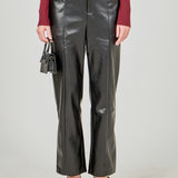 Faux Leather Wide Pocket Pants