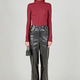 Faux Leather Wide Pocket Pants