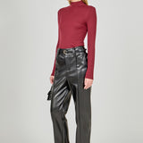 Faux Leather Wide Pocket Pants