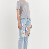 High-Waisted Ripped Straight Leg Jeans
