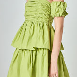 Ruched Off The Shoulder Mini Dress