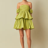 Ruched Off The Shoulder Mini Dress
