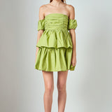 Ruched Off The Shoulder Mini Dress