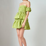 Ruched Off The Shoulder Mini Dress