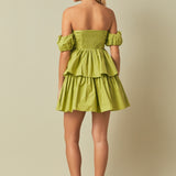 Ruched Off The Shoulder Mini Dress