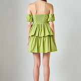 Ruched Off The Shoulder Mini Dress