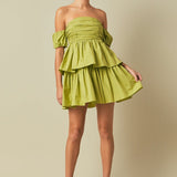 Ruched Off The Shoulder Mini Dress