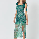 Shoulder Tie Sequins Maxi Dress