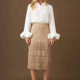 Pu Fringe Midi Skirt