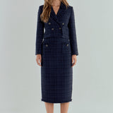 Boucle Tweed Trimmed Midi Skirt